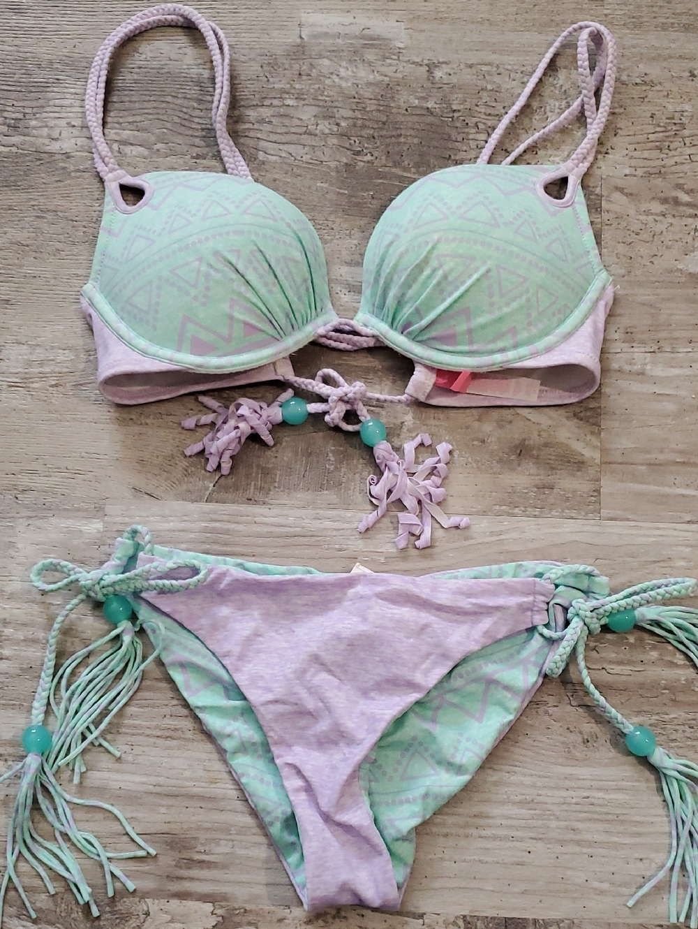 Victoria's Secret Mint Green & Lilac Bikini Top